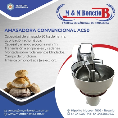 Amasadora Convencional AC50 - Máquinas para Panadería, Maquinarías para Panadería, Fábrica de Maquinarías para Panadería