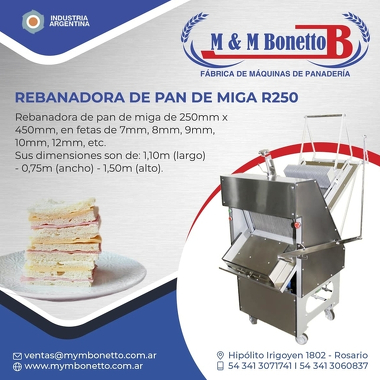 Rebanadora de pan de miga R250 - Máquinas para Panadería, Maquinarías para Panadería, Fábrica de Maquinarías para Panadería