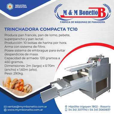 Trinchadora Compacta TC10 - M&M Bonetto - Máquinas para Panadería, Maquinarías para Panadería, Fábrica de Maquinarías para Panadería