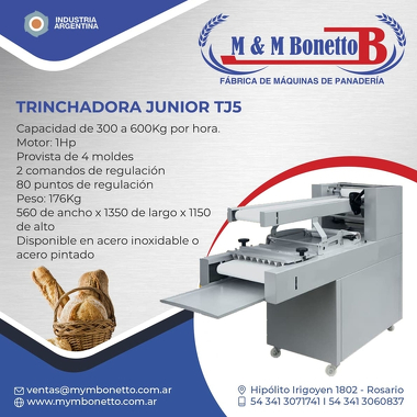 Rebanadora de pan de miga R330 - M&M Bonetto - Rebanadoras de pan de miga Y  PAN LACTAL - Productos - Máquinas para Panadería, Maquinarías para  Panadería, Fábrica de Maquinarías para Panadería